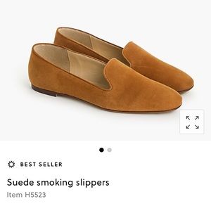 J. Crew Suede Smoking Slippers in Tan